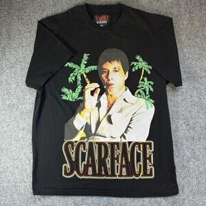 Scarface Tony Montana Men’s Black T-Shirt W/ Bedazzled Lettering Size XL Reason